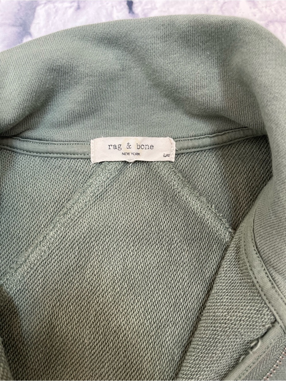 rag & bone light olive Green Half-Zip Pullover sweatshirt L - Picture 3 of 8